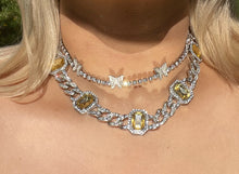 Load image into Gallery viewer, Yellow Stone Cuban Necklace Set | Thee Finesse Queen